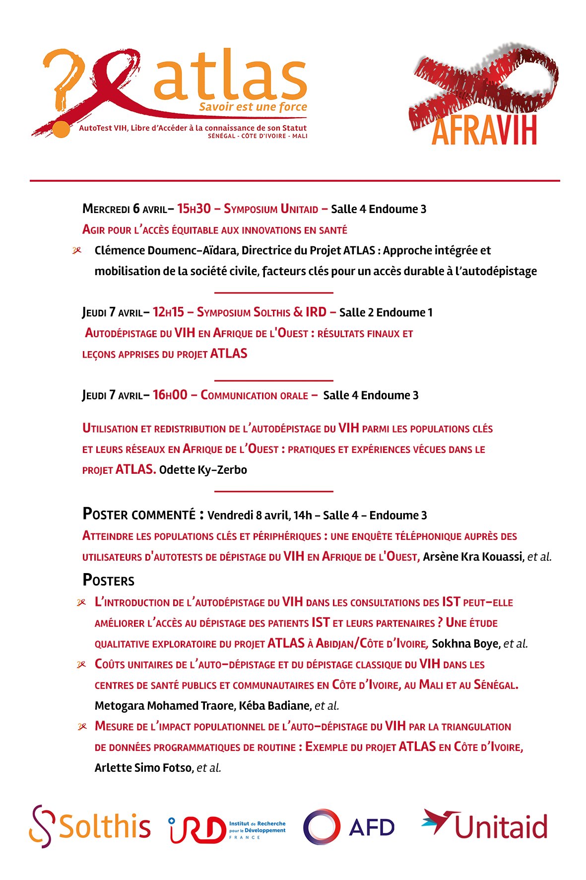 Programme du projet ATLAS lors de la conférence AFRAVIH