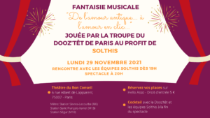 « De l’amour antique… à l’amour en clic… » – fantaisie musicale au profit de Solthis le 29 novembre 2021